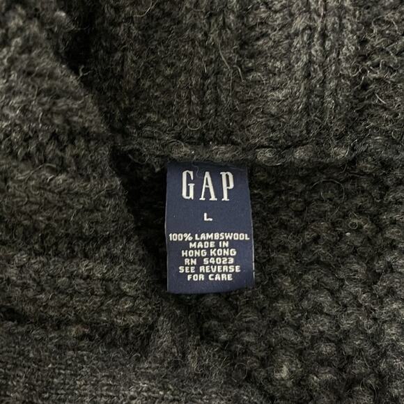 Gap Dark Gray Lambswool Zip Up Collared Cardigan Size L - Picture 3 of 3